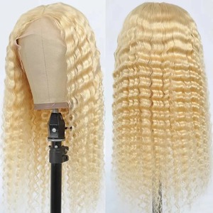 180% densità cruda vergine brasiliana capelli peruviani 613 <span class=keywords><strong>bionda</strong></span> onda profonda Hd trasparente pizzo frontale capelli umani parrucche per la vendita - Product Image 2