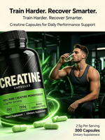 Kapsul Creatine Monohydrate JN OEM Private Label (200) untuk Dewasa, Pra-Latihan, Meningkatkan Ukuran & Kekuatan Otot, Meningkatkan Kepadatan Tulang, & Meningkatkan Energi
