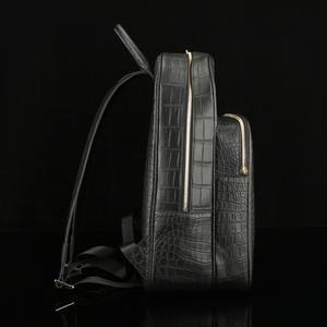 กระเป๋าเป้สะพายหลังหนังจระเข้แท้สำหรับผู้ชาย กระเป๋าใส่แล็ปท็อปแบบพกพาสำหรับเดินทาง ใช้ได้ทั้งพักผ่อนและธุรกิจ ดีไซน์เรียบง่ายทันสมัย - Product Image 2