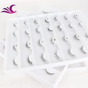 Vendita calda 10-15mm Clear Band Wispy Lash Look naturale ciglia Vegan ciglia finte fornitore ciglia sottili a striscia piena