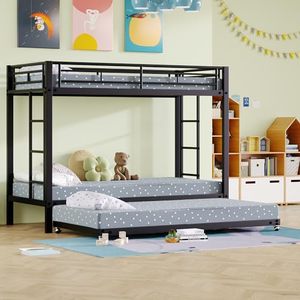 <span class=keywords><strong>Lit</strong></span> superposé moderne avec sommier à lattes, support de matelas, cadre métallique, échelle de sécurité, <span class=keywords><strong>lit</strong></span> pliable pour chambres d'enfants et dortoirs d'adultes - Product Image 2