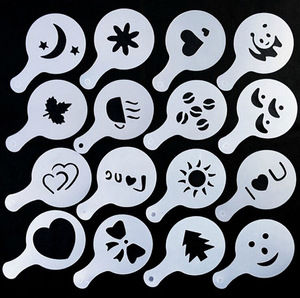 Plantillas de Plástico PP de Grado Alimenticio con Diferentes Diseños para Decorar Café, Plantillas para Latte Art y Cappuccino - Product Image 1