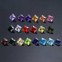 Prêt à expédier princesse coupe zircone 2x2mm-10x10mm carré coupe couleurs zircon cubique lâche CZ pierre précieuse