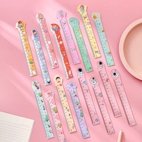 Règle de dessin créative en plastique de 15 cm, motif dessin animé mignon, pour fournitures scolaires, outil de mesure, vente en gros, règle stylisée mignonne