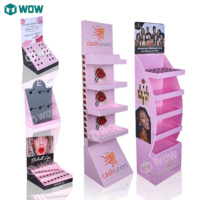 Étagère de présentation pliable pour maquillage, cils et rouge à lèvres, en carton ondulé, présentoir de comptoir personnalisé