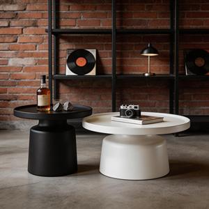 Juego de Mesas de Centro Redondas Estilo Nórdico, Combinación en Blanco y Negro, para Decoración de Interiores de Sala de Estar - Product Image 3