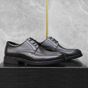 รองเท้าหนังธุรกิจ ระบายอากาศได้ดี หนังวัวแท้คุณภาพสูง รองเท้าเดอร์บี้แบบทางการและลำลอง พื้นนุ่ม เพิ่มความสูง แบบผูกเชือก - Product Image 4