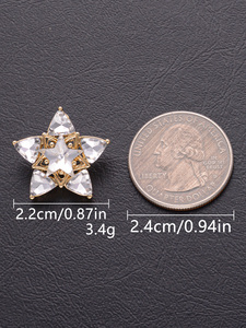 סגסוגת כוכב אבץ בצורת כפתור עם זכוכית נוצץ ברור 16 מ "מ 22 מ" מ ידידותי לסביבה יוקרה עבור בגד/אביזר קישוט - Product Image 2