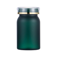 Bouteilles en plastique PET vert mat de qualité alimentaire 80cc 150cc 225cc 275cc pour capsules, pilules, bonbons, comprimés, vitamines, médicaments, avec couvercle à double paroi