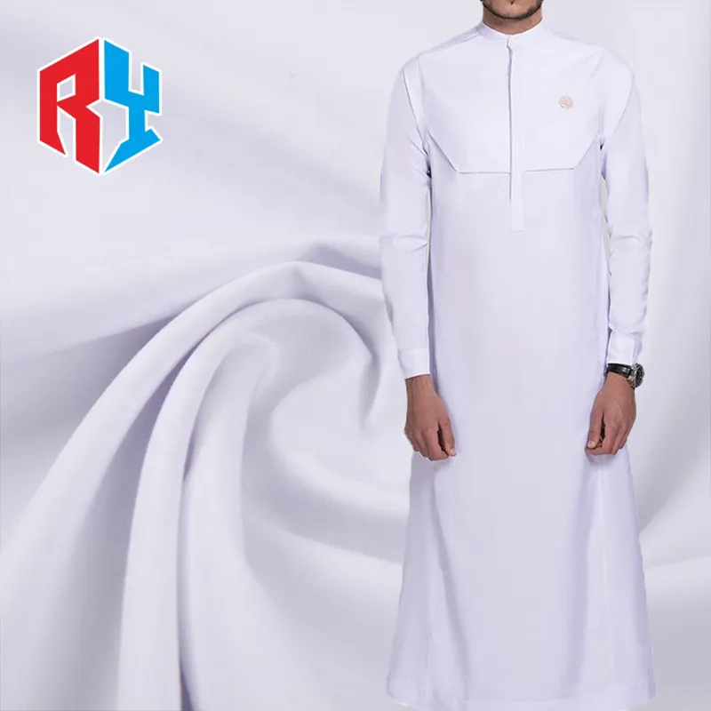 Spun Polyester Muslim Thobe Clothing Fabric Hot Sale High Quality Newest Wholesale Custom Color Tear-resistant 48*150D Woven