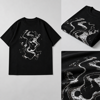 Kaos Katun Hitam Oversize Pria Custom dengan Cetak Foil Metalik untuk Grosir Label Pribadi