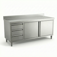 Table de préparation sanitaire autonettoyante ISO 9001 avec armoire, capacité 800 kg, tiroirs en acier inoxydable, comptoir pour boucherie