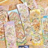 16pcs Per Pack Stiker Koleksi Stiker Pemandangan Miniatur Toko Serba Ada Rumah 3D Bertingkat DIY