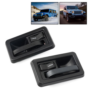 Jeep Wrangler Interior Door Handle Cover Black ABS Pair Lock <b>Button</b> Included - Product Image 1