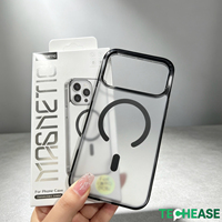 Coque de téléphone portable transparente en TPU+PC avec chargement magnétique sans fil, antichoc, anti-jaunissement et électroplaquée pour 18 Pro