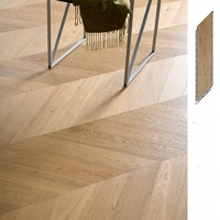 Plancher en bois d'ingénierie à couche supérieure en bois véritable, parquet massif composite en chêne européen à trois couches, motif chevrons