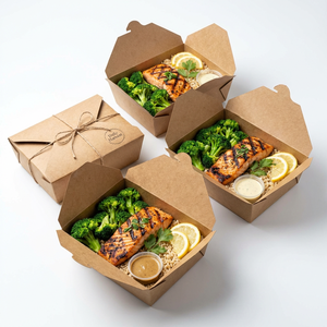 Boîte à lunch jetable en papier anti-fuite avec couvercle sécurisé, récipient <span class=keywords><strong>alimentaire</strong></span> écologique pour emporter facilement - Product Image 4
