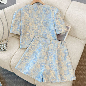 Conjunto de Dos Piezas Personalizado con Jacquard Floral <span class=keywords><strong>para</strong></span> Mujer, Traje <span class=keywords><strong>para</strong></span> Fiestas de Té - Product Image 4