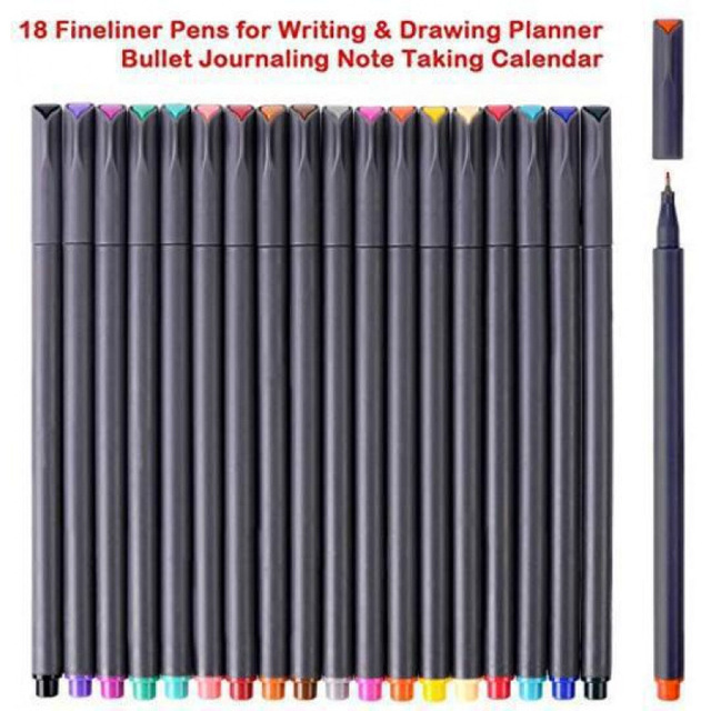 0.4MM Tip Assorted 12/18/24 Colored Sketch Drawing Pen Journal Planner Fineliner Fine Line Pen Set