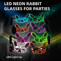 Lunettes LED Lumineuses Lapin en Fil Néon EL, Monture Plastique, Faites à la Main, Personnalisables, Accessoires de Fête pour Halloween, Raves et Bars