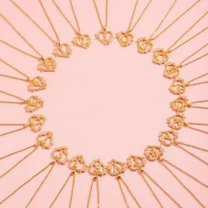Collier avec pendentif en forme de cœur avec initiale de l'alphabet A-Z, couleur or, cuivre, fleur rose, strass, bijoux pour femmes, <span class=keywords><strong>cadeau</strong></span>, vente en gros - Product Image 4