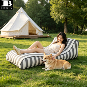 Chaise longue gonflable de qualité supérieure en tissu imperméable, résistante, à rayures, pour la <span class=keywords><strong>plage</strong></span>, les centres de villégiature et les jardins. - Product Image 4