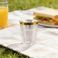 Gobelets jetables en PS de 10 oz avec bord doré, transparents, résistants, élégants, pour fêtes, mariages, traiteurs, événements, Wuxitopteam