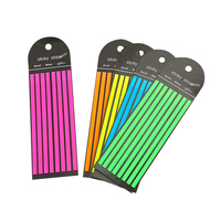 Foska Fluorescent Color Index Auto-adhésif Long Slender Book Mark Accessoires fixes Transparent PET Sticky Note Strips