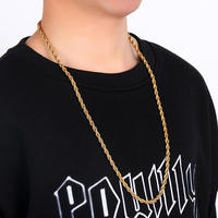Collier chaîne en or pour hommes, en acier inoxydable, titane, plaqué or 14k 18k, style corde, épaisseurs 2mm 4mm 5mm, vente en gros, sur mesure, fabricant de bijoux