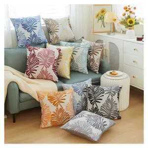 JA Soft Breathable Jacquard Design Cushion Cover Leaf Throw Pillow Covers for Couch Decor for Living Room Bedroom Use Home Decor