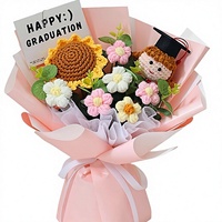 Bouquets de graduation tricotés à la main, bouquets de tournesols tricotés avec des poupées de graduation, bouquets cadeaux pour les célébrations