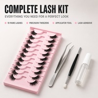 10 paires de faux cils œil de chat, cils en bande effet wispy, pour un look évasé de l'angle extérieur, plateau rose, vente en gros, marque privée