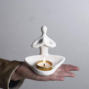 Portavelas de cerámica sencillo, estilo europeo vintage, decoración con velas aromáticas para el Día de San Valentín o bodas - Product Image 3