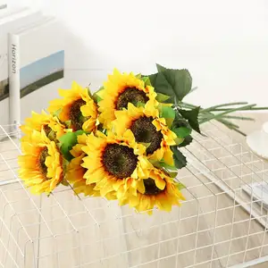 Artificial Sunflower Simulation Flower Decoration Small Potted Plant Stage Layout Props Silk Flower Wholesale Sun Flower