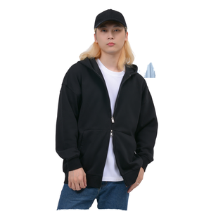 OEM Heavyweight 400gsm French Terry Zipper-Up Lined Drop Shoulder Men's Hoodie with Double Zipper Polyester/Cotton Loose Fit - Product Image 1