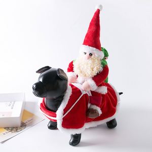 Costume amusant de Père Noël montant un chien - Tenue festive pour animaux de compagnie pour les fêtes de Noël et les accessoires photo - Product Image 1