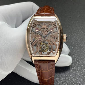 นาฬิกาอัตโนมัติคุณภาพสูงระดับพรีเมียม ดีไซน์หรูหรา หน้าปัดเรืองแสง ตัวเรือนทรงรี สายหนัง PU สไตล์สปอร์ต พร้อมปฏิทิน ฟูลฮิปฮอป - Product Image 1