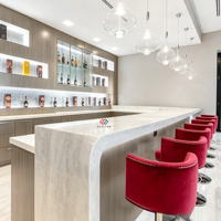 Magnifique comptoir de bar mobile à LED en pierre artificielle prêt à l'emploi pour restaurant