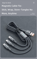 Kabel Data Pengisian Cepat 3-in-1 USB ke Tipe A, Tipe C, Lightning, Berbahan Nilon Kepang, Tersedia Kustomisasi