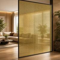 Porte coulissante en verre de sécurité laminé en maille métallique dorée, ultra-claire, à faible teneur en fer, translucide, pour chambre à coucher