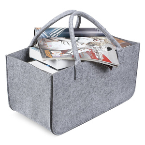 Porta Legna con Manici <span class=keywords><strong>in</strong></span> Legno, Cesto <span class=keywords><strong>in</strong></span> <span class=keywords><strong>Feltro</strong></span> per Legna da Ardere, <span class=keywords><strong>Borsa</strong></span> Multiuso Pieghevole di Grande Capacità - Product Image 5