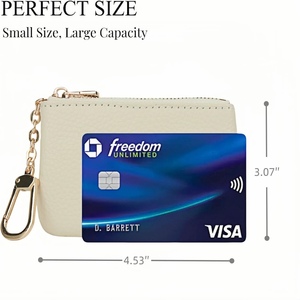Porte-monnaie en cuir avec logo de marque personnalisé avec porte-clés petit porte-monnaie porte-clés porte-carte pochette porte-clés petits sacs porte-clés - Product Image 3