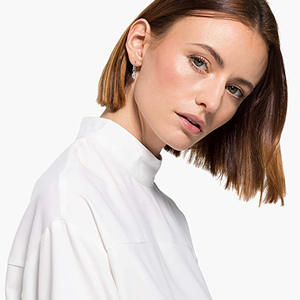 Orecchini a Cerchio in Argento 925 Bianco Champagne con Pendente a Goccia di Cristallo Placcato in Rodio Gioielli Classici da Donna per Uso Quotidiano - Product Image 4