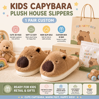Chaussons d'intérieur personnalisés en peluche Capybara à fermeture éclair mi-mollet, toutes saisons, pour garçons 0-6 mois, avec logo personnalisé et emballage cadeau