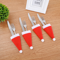 Topi Santa Natal Mini dari Kain Felt Ramah Lingkungan, Model Die-Cut, Warna Merah Putih Klasik, Perlengkapan Pesta Natal, Penutup Botol