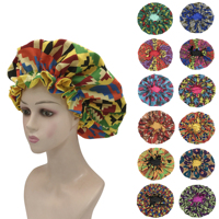 Bonnet de nuit en satin double couche grande taille à motif africain Ankara, bonnet de créateur en soie pour cheveux, marque privée