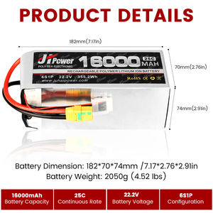 Batteria agli Ioni di Litio 16000mAh 3S-12S 25C 22.2V per Attrezzature ad Alto Consumo Energetico per Uso con Droni - Product Image 5