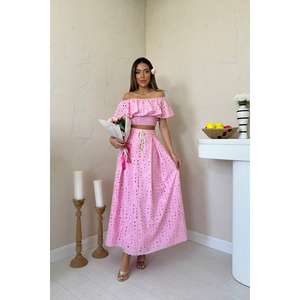 Ensemble 2 pièces Gipel rose en gros, short au-dessus du genou pour tenues de bureau été et automne - Product Image 5