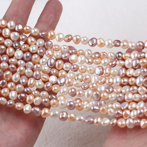 AAAA 5-6mm Wit roze paars gemengde kleur beste kwaliteit goede glans zijdelings geboorde gat barok parel ketting - Product Image 5