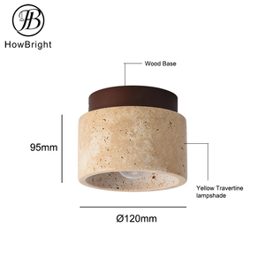 Wabi Sabi Neues Design Holzsockel <span class=keywords><strong>Artstone</strong></span> Travertin E27 Deckenleuchte für Schlafzimmer Esszimmer Kreative Inneneinrichtung Wohnzimmer - Product Image 2